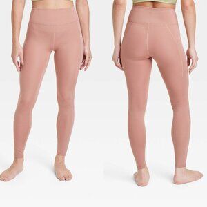 XS - Womens Brushed Sculpt High-Rise Pocketed Leggings 28" - AIM - Clay Pink